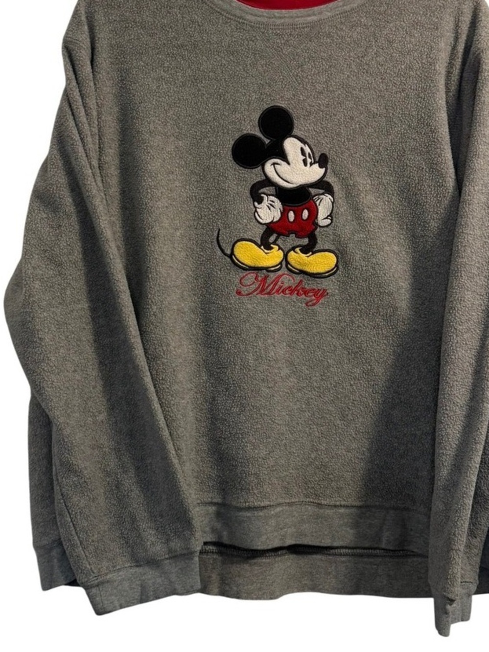 Disney Gray Crewneck Sweatshirt with Embroidered Mickey